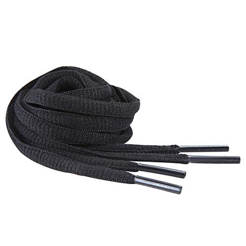 Handshop رباط أحذية هاندشوب نصف دائري 1/4" - بدائل رباط الأحذية البيضاوي للأحذية الرياضية والأحذية الرياضية السوداء بطول 24 بوصة (60 سم) - Image 2