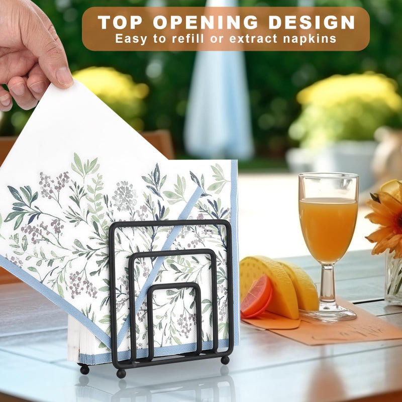 LAIHIFA Napkin Holder for Table, Modern Metal Black Napkin Holders for Kitchen Dining Tables & Countertops, Paper Cocktail Napkins Holder Dispenser for Indoor & Outdoor Use by LAIHIFA - Image 4