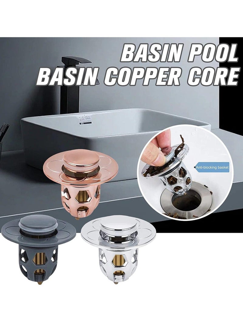 NIBEMINENT Pop Up Sink Plug, Universal Bathroom Stopper, Plug Pop-up Drain Filter for 1.2-1.5 Inch Basin Replacement Kitchen Bidets (Rose Gold) - Image 3