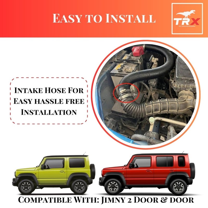 TRX AUTO Off-Road Air Intake Snorkel For Suzuki Jimny 2 Door & 5 Door 2018 To 2025 | Suzuki Jimny 2025 Accessories | Black Ram Snorkel| Bolt on, No Drilling required | - Image 5