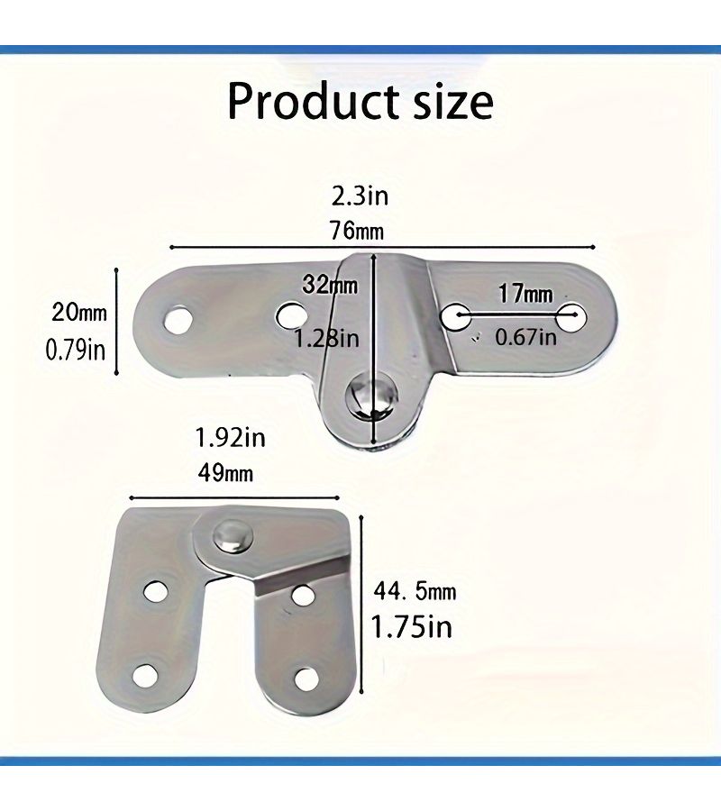 1 Set Silvery Polished Metal Folding Hinges with 8 Mounting Screws for Desktop Storage and Secure Installation - Image 2
