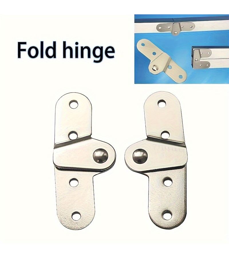 1 Set Silvery Polished Metal Folding Hinges with 8 Mounting Screws for Desktop Storage and Secure Installation - Image 1