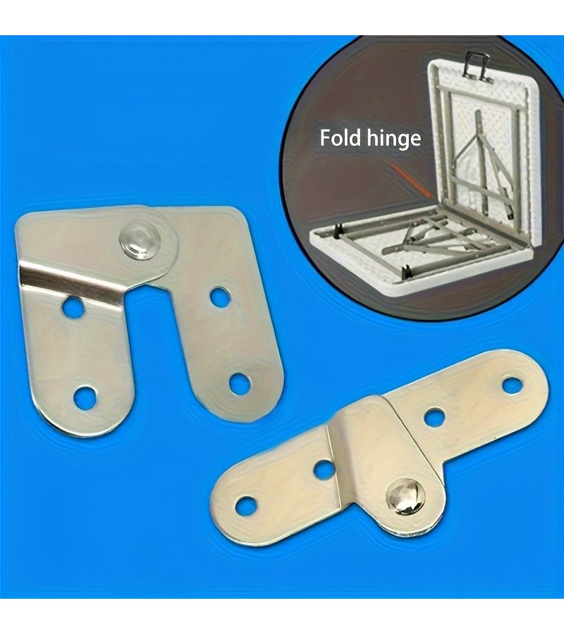 1 Set Silvery Polished Metal Folding Hinges with 8 Mounting Screws for Desktop Storage and Secure Installation - Image 3