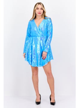 Collective The Label Women Sequins Mini Dress, Turquoise  - Image 2
