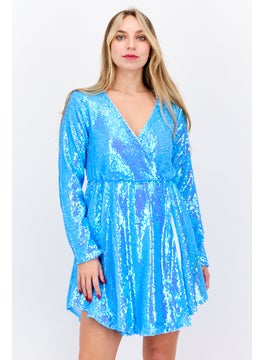 Collective The Label Women Sequins Mini Dress, Turquoise  - Image 1