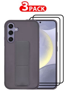 CATANES 3 Packs For Samsung Galaxy S24 Plus Case and 2 Screen Protectors Magnetic Stand and Holder Premium Silicone Vertical and Horizontal Hand Strap Grip Multi Stand Cover Dark Purple  - Image 1