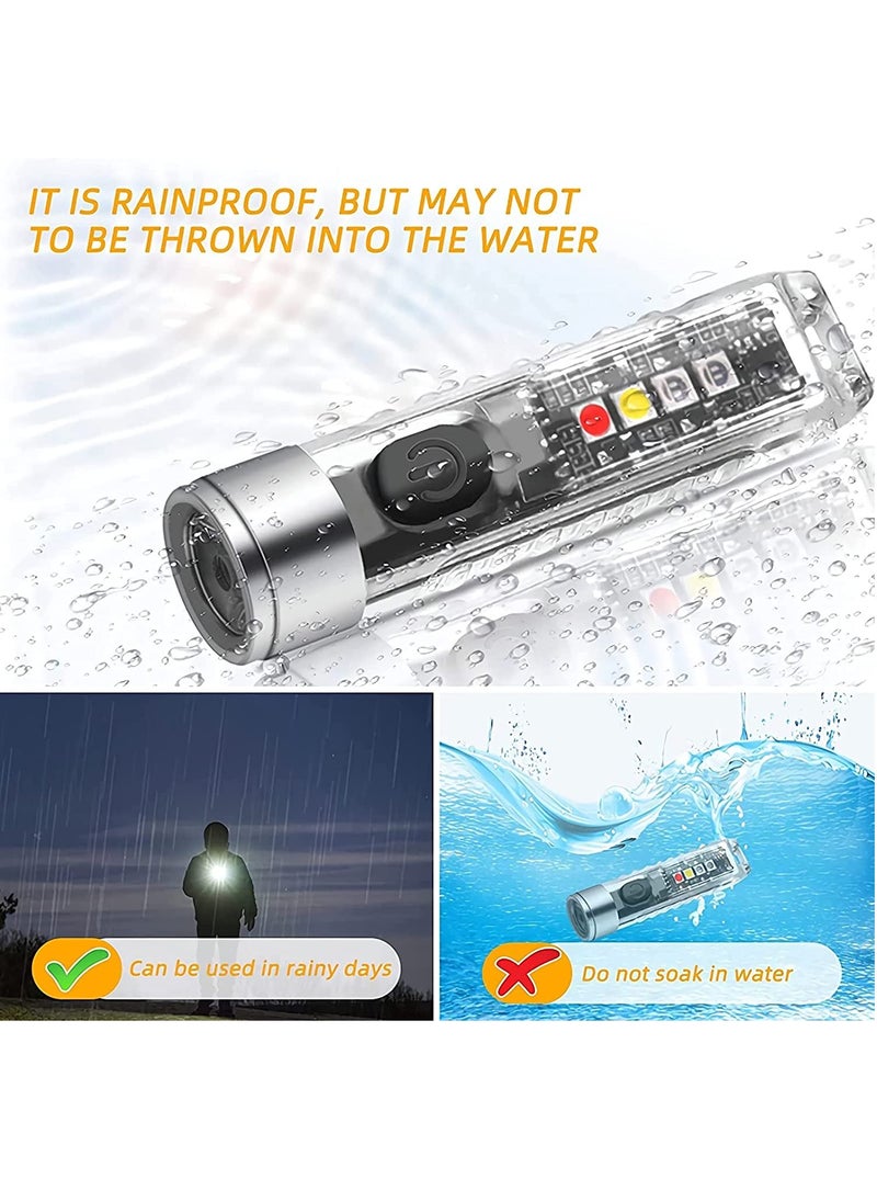 SYOSI - Mini LED Flashlights USB Rechargeable Small Keychain Flashlight with 11 Modes of Main & Side Light, Portable Pocket EDC Flash Light for Daily Using, Backpacking, Camping, and Hiking, etc. - Image 1