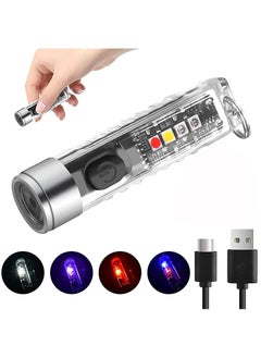 SYOSI Mini LED Flashlights USB Rechargeable Small Keychain Flashlight with 11 Modes of Main & Side Light, Portable Pocket EDC Flash Light for Daily Using, Backpacking, Camping, and Hiking, etc.  - Image 1