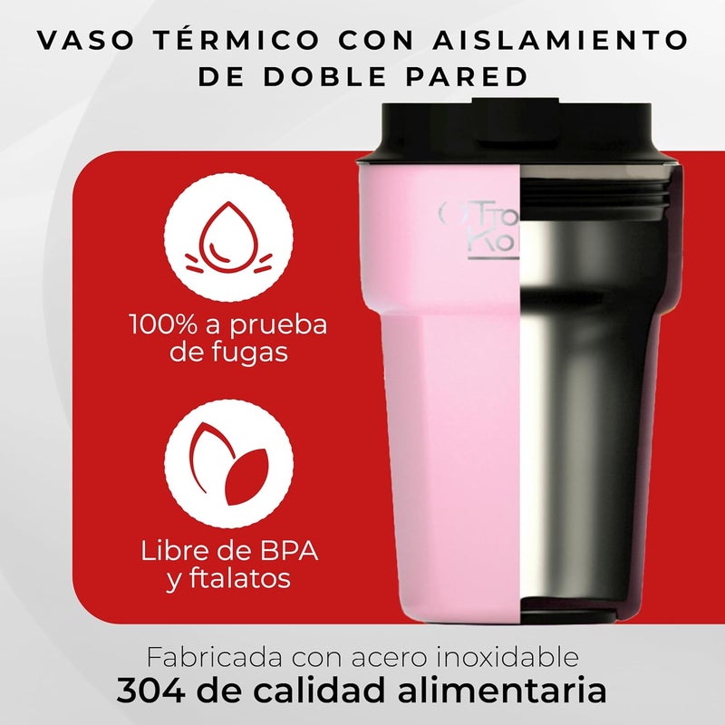 Otto Koning Thermal Mug 350 ml, Coffee Mug to Go with Leak-proof Lid, Reusable Coffee Cups for Travel, Stainless Steel Coffee Cup for Hot and Cold Coffee Water and Tea - Image 5