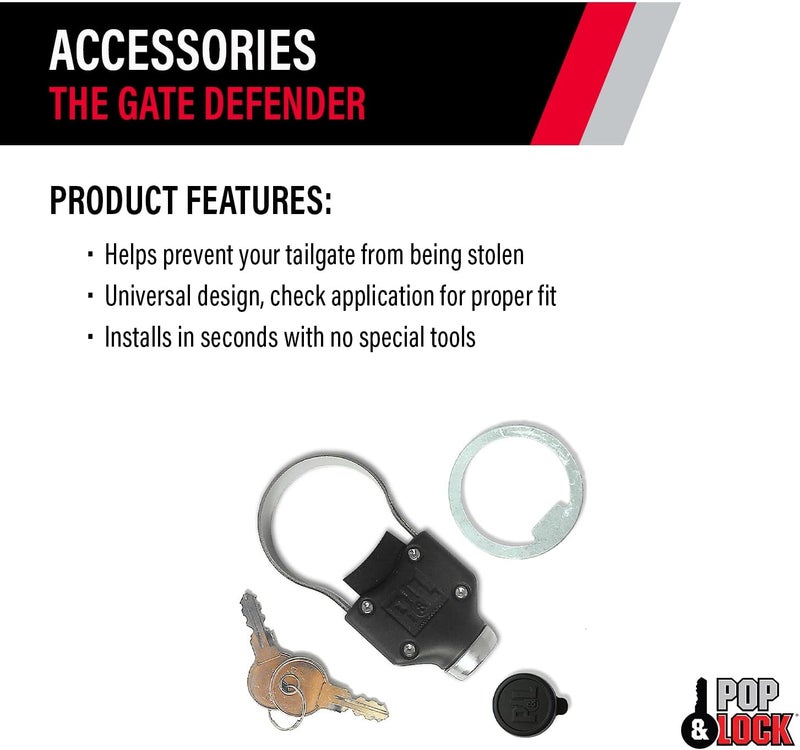 Pop & Lock Universal Black Tailgate Lock, Key Lock, PL9900, The Gate Defender, Truck Theft Prevention, Made in USA - Image 3