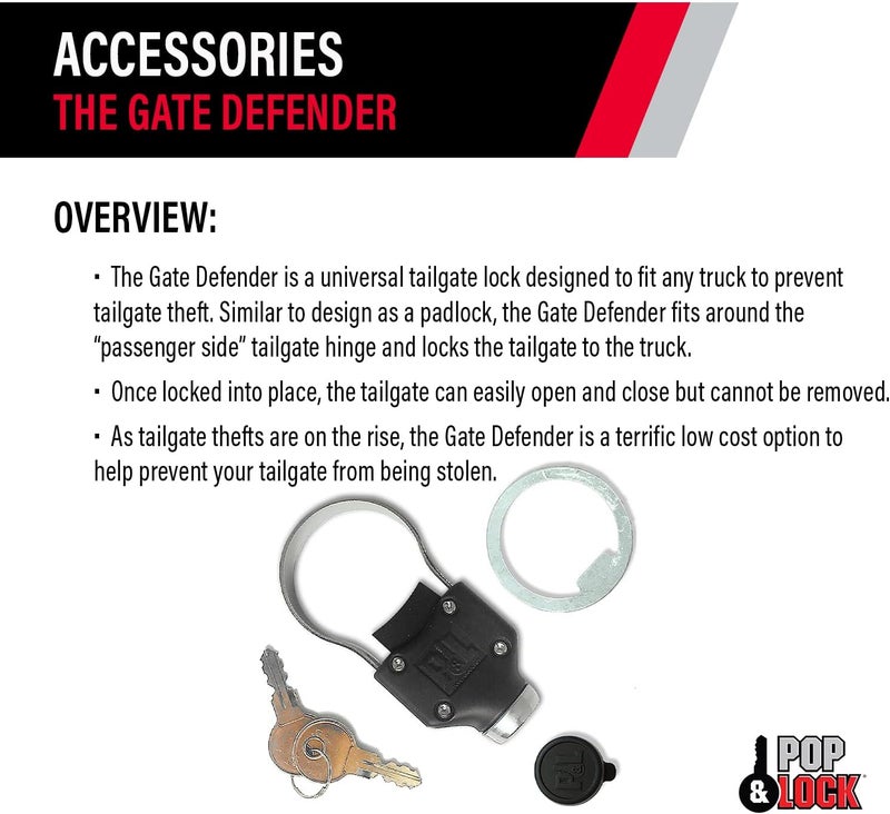 Pop & Lock Universal Black Tailgate Lock, Key Lock, PL9900, The Gate Defender, Truck Theft Prevention, Made in USA - Image 4