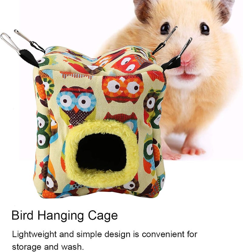BORDSTRACT Bird Snuggle Hut Nest, Parrots Sleeping Hut Hanging Snuggle Hideaway Cave Bed Toy for Hummingbirds, Munchkins, Honey Bag Gliders, Single Budgerigars(L-Owl) - Image 5