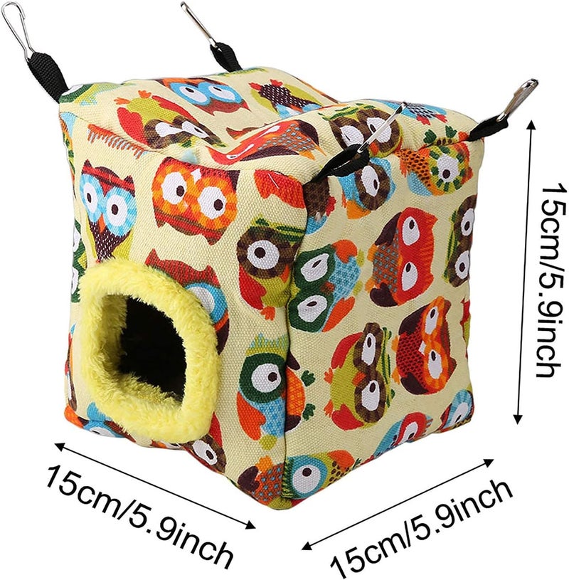 BORDSTRACT Bird Snuggle Hut Nest, Parrots Sleeping Hut Hanging Snuggle Hideaway Cave Bed Toy for Hummingbirds, Munchkins, Honey Bag Gliders, Single Budgerigars(L-Owl) - Image 3