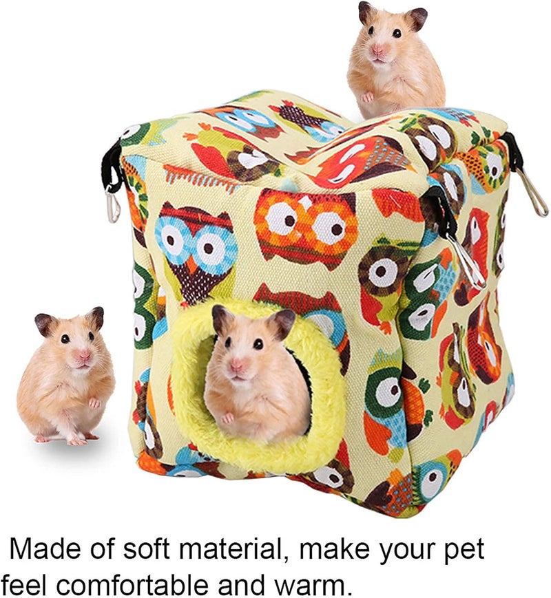 BORDSTRACT Bird Snuggle Hut Nest, Parrots Sleeping Hut Hanging Snuggle Hideaway Cave Bed Toy for Hummingbirds, Munchkins, Honey Bag Gliders, Single Budgerigars(L-Owl) - Image 2