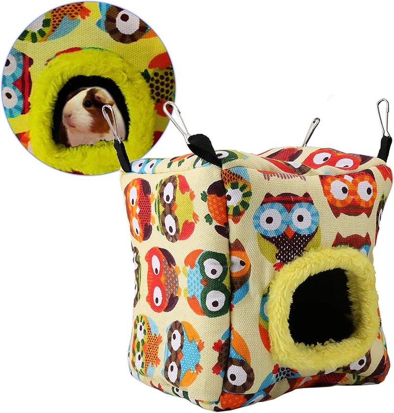 BORDSTRACT Bird Snuggle Hut Nest, Parrots Sleeping Hut Hanging Snuggle Hideaway Cave Bed Toy for Hummingbirds, Munchkins, Honey Bag Gliders, Single Budgerigars(L-Owl) - Image 4