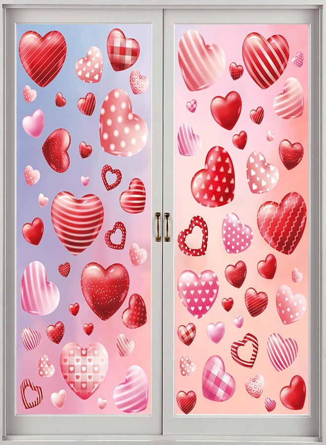 Adonisaon Love Day Window Clings Mother's Day Wedding Party Decoration Supplies Pink Heart Window Stickers Reusable Static Double-Sided Vinyl Decals 9 Sheets - Image 2