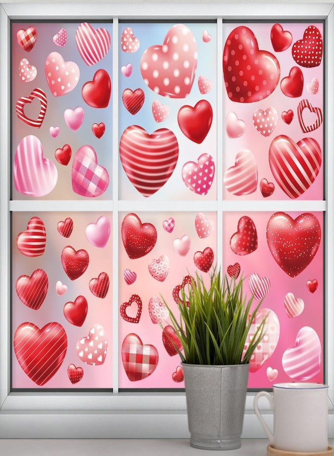 Adonisaon Love Day Window Clings Mother's Day Wedding Party Decoration Supplies Pink Heart Window Stickers Reusable Static Double-Sided Vinyl Decals 9 Sheets - Image 1