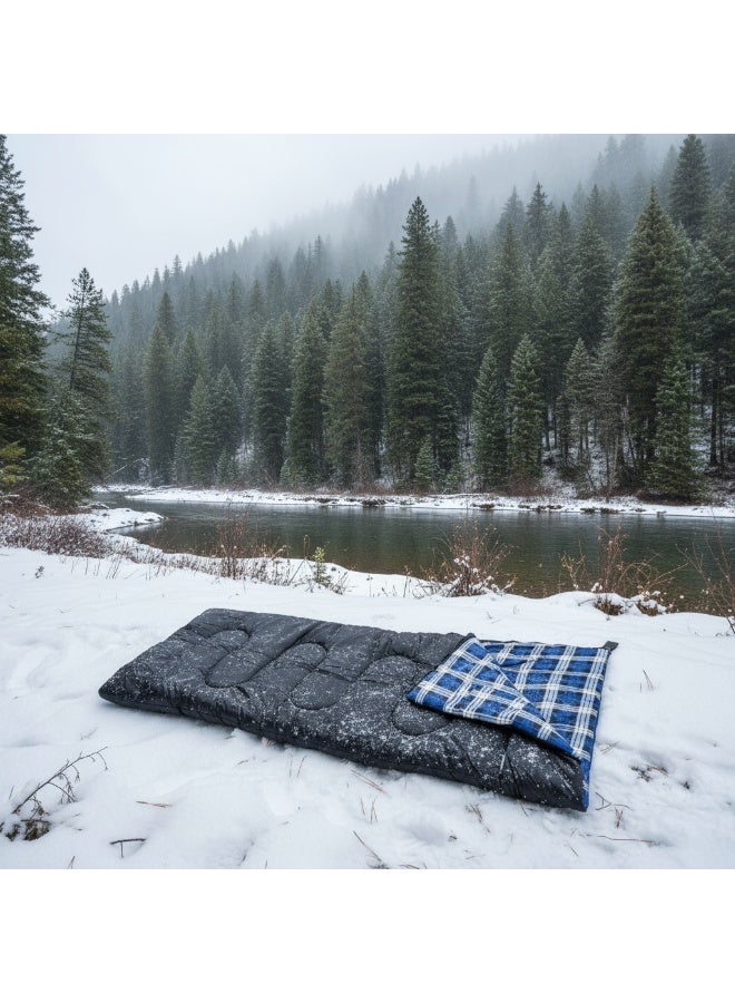 جرين ليون كيس نوم للتخييم / كيس نوم خارجي من الفلانيل الناعم الصديق للبشرة / كيس نوم للسفر من القماش المقاوم للتمزق / عزل دافئ / قابل للغسل في الغسالة / معدات تخييم صغيرة الحجم / مع حقيبة حمل للسفر - أسود - Image 2