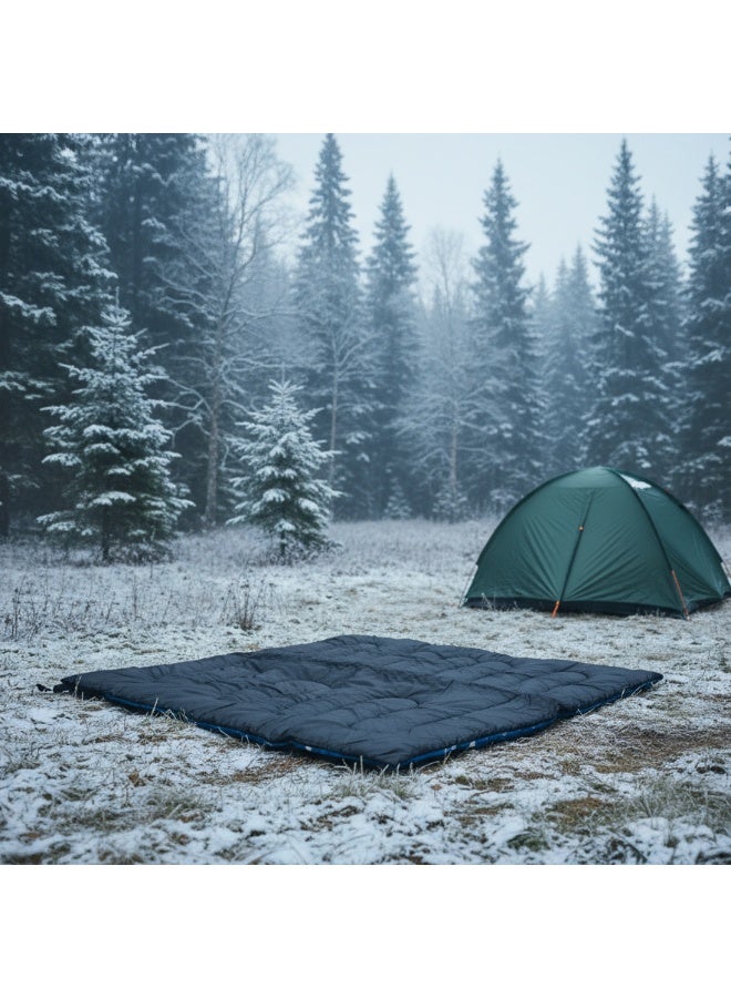 جرين ليون كيس نوم للتخييم / كيس نوم خارجي من الفلانيل الناعم الصديق للبشرة / كيس نوم للسفر من القماش المقاوم للتمزق / عزل دافئ / قابل للغسل في الغسالة / معدات تخييم صغيرة الحجم / مع حقيبة حمل للسفر - أسود - Image 3