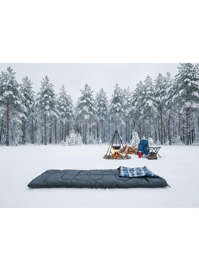 جرين ليون كيس نوم للتخييم / كيس نوم خارجي من الفلانيل الناعم الصديق للبشرة / كيس نوم للسفر من القماش المقاوم للتمزق / عزل دافئ / قابل للغسل في الغسالة / معدات تخييم صغيرة الحجم / مع حقيبة حمل للسفر - أسود - Image 5