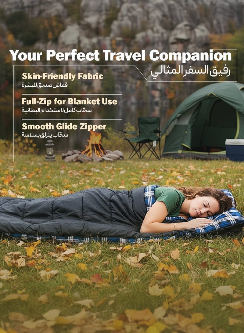 GREEN LION Large Camping Sleeping Bag for Adults, Outdoor Sleeping Bag with Two-Way Zipper & Skin-Friendly Fabric, 4 Season Use Compact Camping Gear Equipment for Traveling, Backpacking, Hiking - Image 5