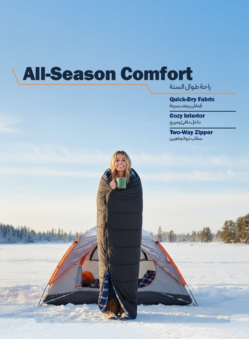 GREEN LION Large Camping Sleeping Bag for Adults, Outdoor Sleeping Bag with Two-Way Zipper & Skin-Friendly Fabric, 4 Season Use Compact Camping Gear Equipment for Traveling, Backpacking, Hiking - Image 3