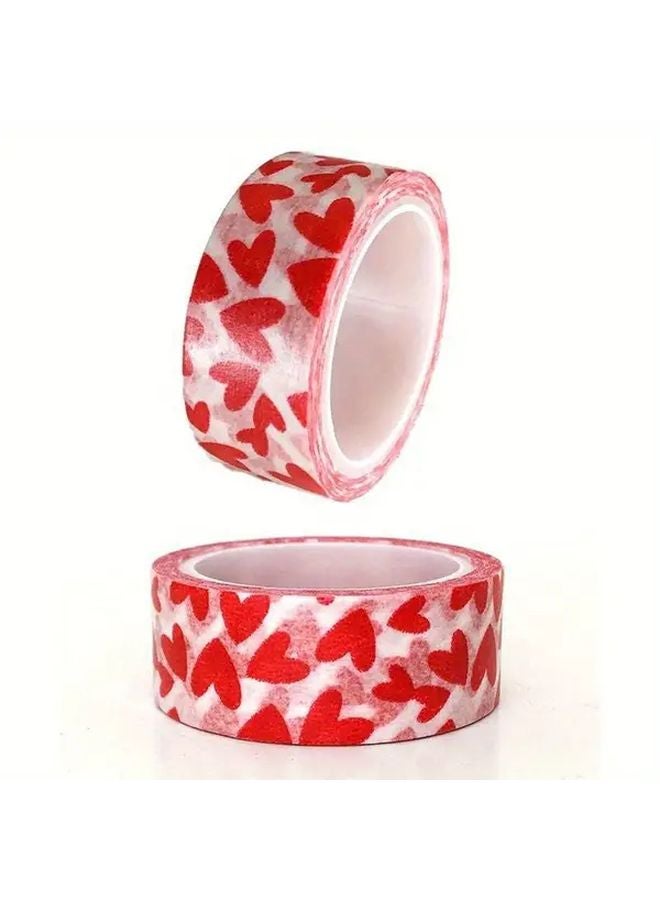Red Heart Pattern Adhesive Tape For Gift Wrapping DIY Crafts Decoration - Image 3