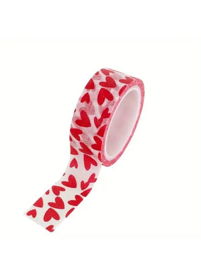 Red Heart Pattern Adhesive Tape For Gift Wrapping DIY Crafts Decoration - Image 5