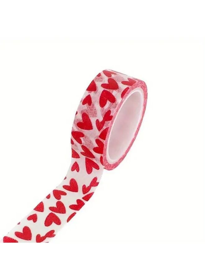 Red Heart Pattern Adhesive Tape For Gift Wrapping DIY Crafts Decoration - Image 2