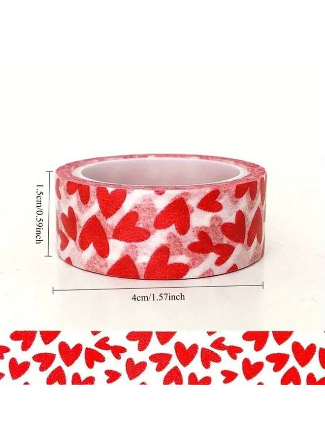 Red Heart Pattern Adhesive Tape For Gift Wrapping DIY Crafts Decoration - Image 4