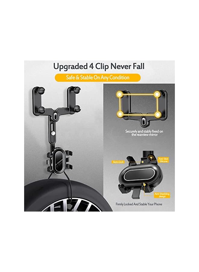 PROMASS Rear View Mirror Car Phone Holder, Rotatable and Retractable Rear View Mirror Phone Holder, 360°Rotatable Car Phone Holder Mount Rearview Mirror Phone Holder for Car Compatible - Image 4