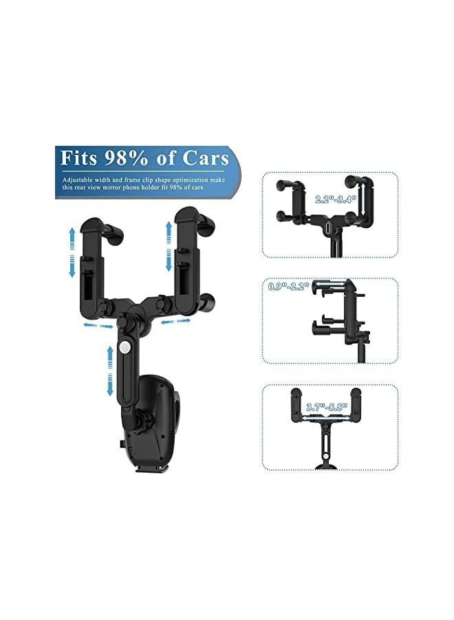 PROMASS Rear View Mirror Car Phone Holder, Rotatable and Retractable Rear View Mirror Phone Holder, 360°Rotatable Car Phone Holder Mount Rearview Mirror Phone Holder for Car Compatible - Image 2