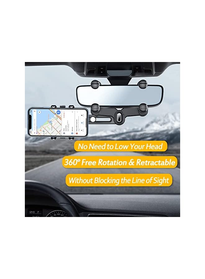 PROMASS Rear View Mirror Car Phone Holder, Rotatable and Retractable Rear View Mirror Phone Holder, 360°Rotatable Car Phone Holder Mount Rearview Mirror Phone Holder for Car Compatible - Image 5