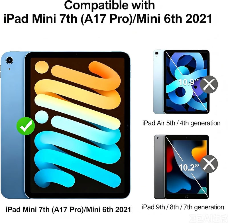 واقي شاشة خصوصية لجهاز iPad Mini 7 (A17 Pro) 2024/Mini 6 2021 8.3 بوصة زجاج مقسى 9H لجهاز iPad Mini الجيل السابع/السادس A2993 A2995 A2996 شفاف عالي الوضوح متوافق مع الحافظة عبوة واحدة - Image 2