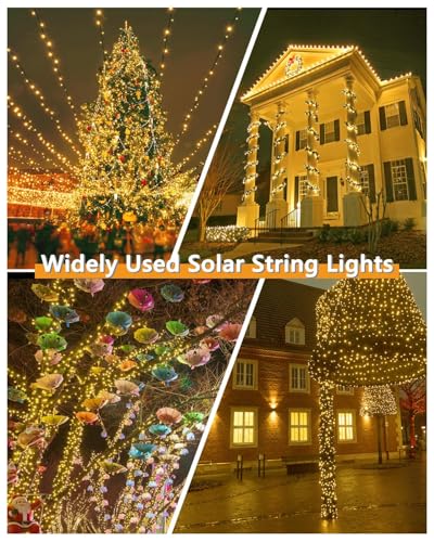 KAQ Upgrade 2Pack 500LED Solar String Lights for Outside, 180FT Solar Christmas String Lights Outdoor with 8 Modes, IP65 Waterproof Outdoor Twinkle Light, Garden Xmas Tree Christmas Decoration, Warm White - Image 5