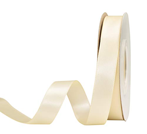 YAMA Ivory Double Face Satin Ribbon 5/8 Inch 25 Yards Ivory Silk Ribbon for Gift Package Wrapping,Floral Design,Hair Bow Clip Making,Crafting,Sewing,Wedding Decor - Image 1
