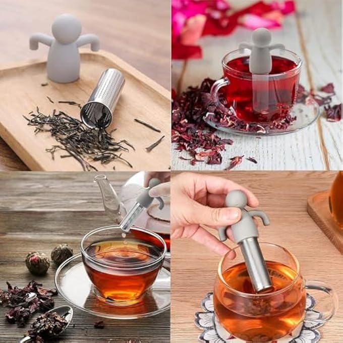 أكس سبرينج مصفاة شاي مكونة من قطعتين متعددة الألوان مع فلتر شاي شبكي فائق الدقة قابل لإعادة الاستخدام لأوراق الشاي السائبة، مثالية للشاي والتوابل في أكواب الشاي - Image 4