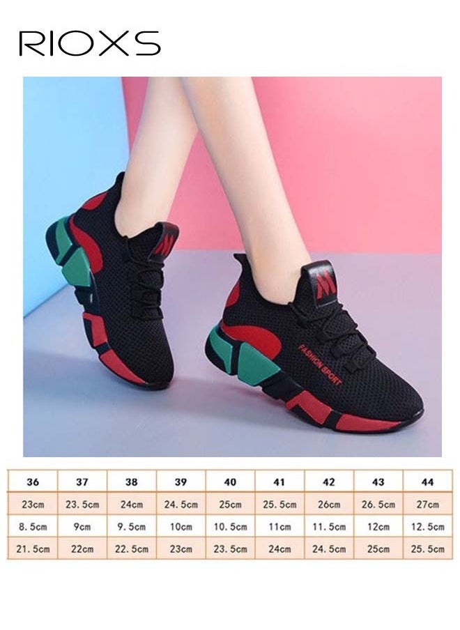 RIOXS - Women's Sports Shoes, Breathable Mesh Platform Sneakers, Comfy Sport Shoes For Running Walking Jogging, Miss Womens Athletic Shoes, Anti-slip Soft Rubber Sole Trainers, Ladies Tennis Shoes For Indoor Outdoor Activities, Ladies Athlesiure Trainers - Image 1