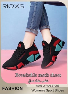 RIOXS Women's Sports Shoes, Breathable Mesh Platform Sneakers, Comfy Sport Shoes For Running Walking Jogging, Miss Womens Athletic Shoes, Anti-slip Soft Rubber Sole Trainers, Ladies Tennis Shoes For Indoor Outdoor Activities, Ladies Athlesiure Trainers  - Image 1