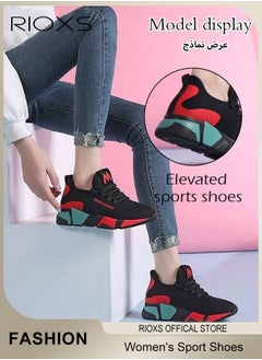 RIOXS Women's Sports Shoes, Breathable Mesh Platform Sneakers, Comfy Sport Shoes For Running Walking Jogging, Miss Womens Athletic Shoes, Anti-slip Soft Rubber Sole Trainers, Ladies Tennis Shoes For Indoor Outdoor Activities, Ladies Athlesiure Trainers  - Image 2
