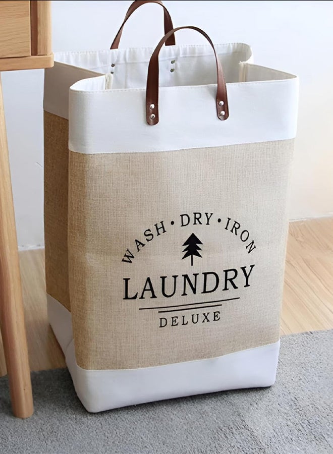 Large Laundry Basket – Tall 67L Waterproof Linen Hamper with Leather Handles. Excellent to keep Clothes, Blankets, and Toys in Bedroom, Bathroom, or Living Room - Image 2