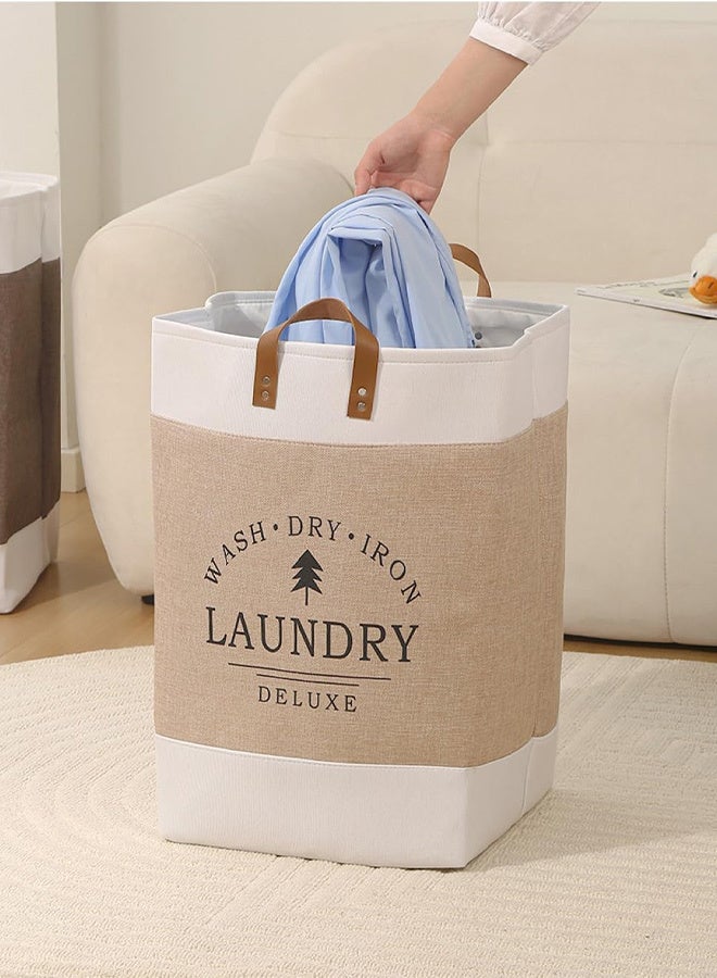 Large Laundry Basket – Tall 67L Waterproof Linen Hamper with Leather Handles. Excellent to keep Clothes, Blankets, and Toys in Bedroom, Bathroom, or Living Room - Image 5