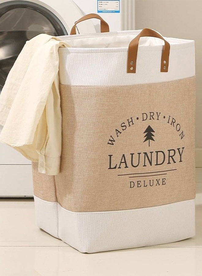Large Laundry Basket – Tall 67L Waterproof Linen Hamper with Leather Handles. Excellent to keep Clothes, Blankets, and Toys in Bedroom, Bathroom, or Living Room - Image 4