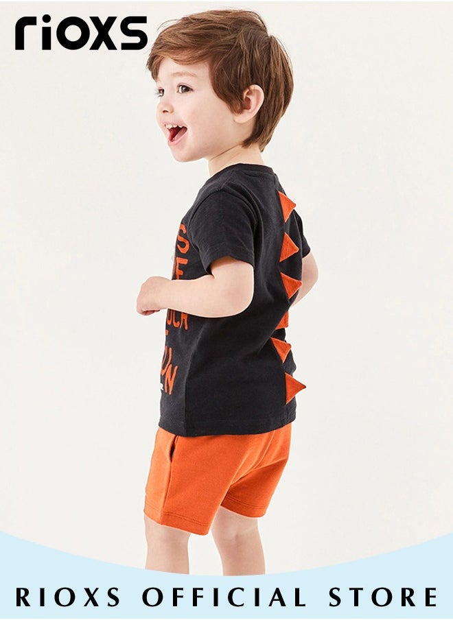 RIOXS - Toddler Boys Top and Short Sets Kids Short Sleeve Shirt Short Pants Suits Breathable 100% Cotton Outfits Summer Playwear - Image 1