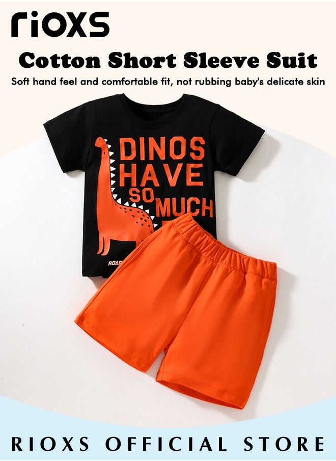 RIOXS - Toddler Boys Top and Short Sets Kids Short Sleeve Shirt Short Pants Suits Breathable 100% Cotton Outfits Summer Playwear - Image 1