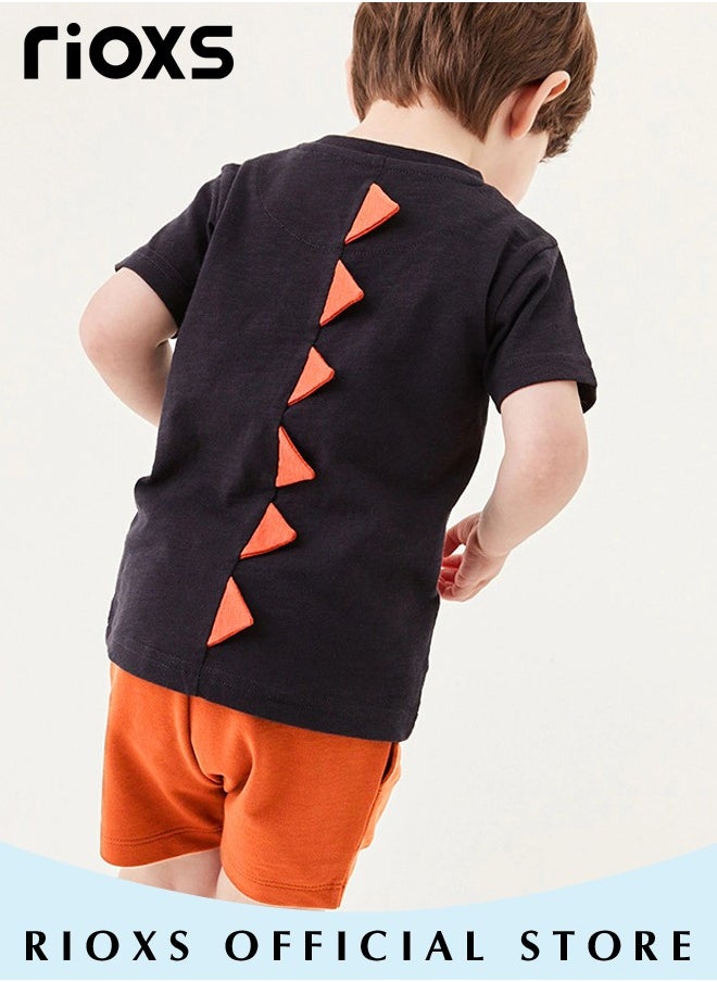 RIOXS - Toddler Boys Top and Short Sets Kids Short Sleeve Shirt Short Pants Suits Breathable 100% Cotton Outfits Summer Playwear - Image 1