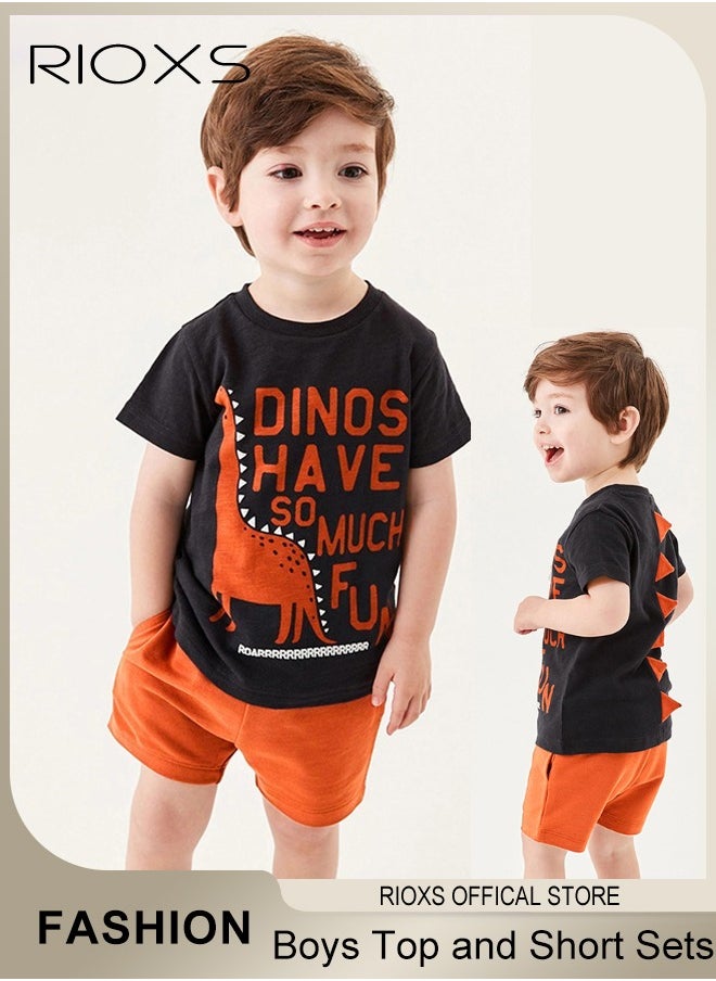RIOXS - Toddler Boys Top and Short Sets Kids Short Sleeve Shirt Short Pants Suits Breathable 100% Cotton Outfits Summer Playwear - Image 1