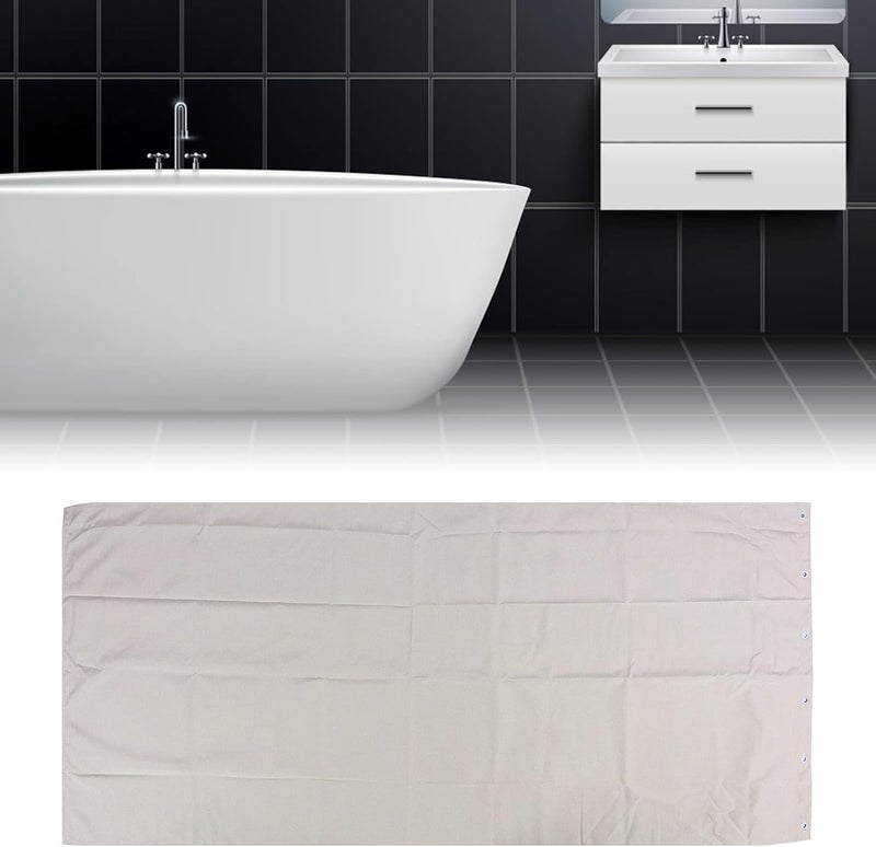 Shower Curtain Linen - Like Polyester Fabric, Waterproof Bath Curtain, Beige 80x180cm - Quick Drying, Ideal for Home and Hotel Bathrooms - Image 3