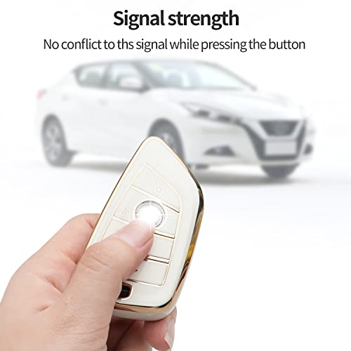 Bqepe for BMW Key Fob Cover Keychain Fit for 2 5 6 7 Series X1 X2 X3 X5 X6 Smart Key Shell Case (Ivory White) - Image 5