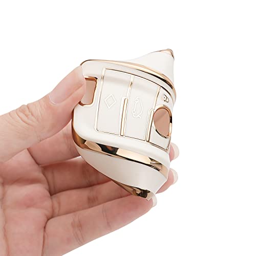 Bqepe for BMW Key Fob Cover Keychain Fit for 2 5 6 7 Series X1 X2 X3 X5 X6 Smart Key Shell Case (Ivory White) - Image 4